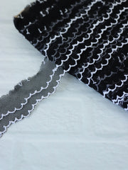 Load image into Gallery viewer, 10YDS Black 1&quot; Wide Embroidered Lace Trim
