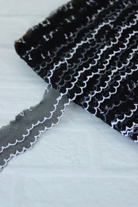 10YDS Black 1" Wide Embroidered Lace Trim