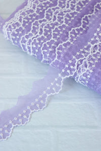 10YDS Lavender 1" Wide Embroidered Lace Trim