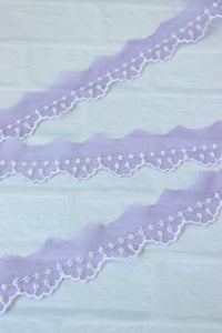 10YDS Lavender 1" Wide Embroidered Lace Trim