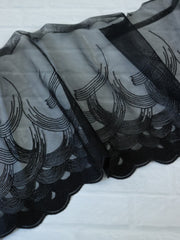 Load image into Gallery viewer, 5YDS Black 9.5&quot; Wide Embroidered Lace Trim
