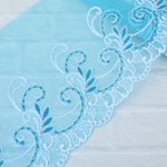 Load image into Gallery viewer, 5YDS Blue 5.75" Wide Embroidered Lace Trim
