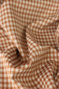 Toffee & Beige 1/4" Gingham Yarn Dyed Jacquard Knit