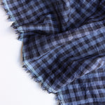Load image into Gallery viewer, Blue &amp; Navy Gingham Textured Cotton Shirting | Designer Deadstock

