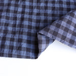 Load image into Gallery viewer, Blue &amp; Navy Gingham Textured Cotton Shirting | Designer Deadstock
