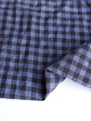Load image into Gallery viewer, Blue &amp; Navy Gingham Textured Cotton Shirting | Designer Deadstock