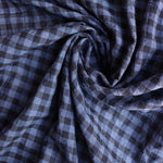 Load image into Gallery viewer, Blue &amp; Navy Gingham Textured Cotton Shirting | Designer Deadstock
