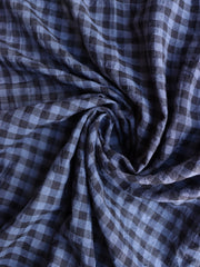 Load image into Gallery viewer, Blue &amp; Navy Gingham Textured Cotton Shirting | Designer Deadstock