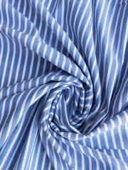 Load image into Gallery viewer, Denim &amp; Ivory Stripe Cotton Shirting | Designer Deadstock