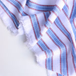Load image into Gallery viewer, Red/White/Blue Textured Vertical Stripe Rayon | Designer Deadstock

