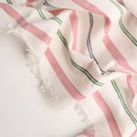 Load image into Gallery viewer, Ivory/Red/Blue/Green Yarn Dyed Stripe Cotton Slub | Designer Deadstock
