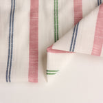 Load image into Gallery viewer, Ivory/Red/Blue/Green Yarn Dyed Stripe Cotton Slub | Designer Deadstock
