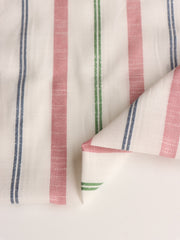 Load image into Gallery viewer, Ivory/Red/Blue/Green Yarn Dyed Stripe Cotton Slub | Designer Deadstock