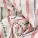 Load image into Gallery viewer, Ivory/Red/Blue/Green Yarn Dyed Stripe Cotton Slub | Designer Deadstock
