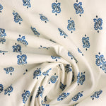 Load image into Gallery viewer, Blue Paisley on Ivory Cotton Poplin | Designer Deadstock
