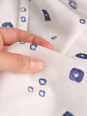 Load image into Gallery viewer, Flawed Navy Diamonds on White Cotton Double Gauze  | Designer Deadstock
