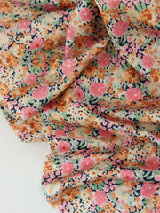 Load image into Gallery viewer, Pink/Peach/Yellow Mini Floral Satin
