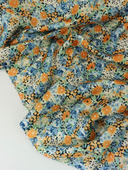 Load image into Gallery viewer, Blue/Mint/Orange Mini Floral Satin