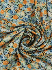 Load image into Gallery viewer, Blue/Mint/Orange Mini Floral Satin