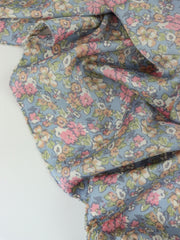 Load image into Gallery viewer, Dusty Blue/Pink/Apricot Mini Floral Satin
