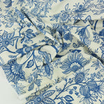 Load image into Gallery viewer, Delft Blue Floral on Ivory Swim Tricot | Italian Designer Deadstock | By The Half Yard
