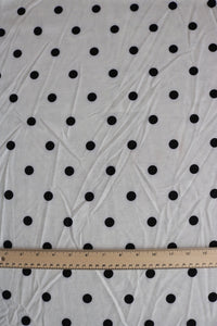 5YD 16IN REMNANT; Ivory Polka Dot French Terry