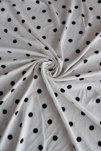 5YD 16IN REMNANT; Ivory Polka Dot French Terry