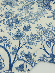 Load image into Gallery viewer, Delft Blue Floral on Ivory Swim Tricot | Italian Designer Deadstock | By The Half Yard
