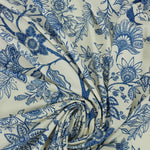Load image into Gallery viewer, Delft Blue Floral on Ivory Swim Tricot | Italian Designer Deadstock | By The Half Yard
