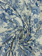 Load image into Gallery viewer, Delft Blue Floral on Ivory Swim Tricot | Italian Designer Deadstock | By The Half Yard
