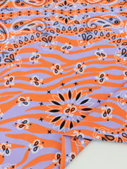 Load image into Gallery viewer, Bandana on Periwinkle &amp; Orange Tiger Swim Tricot | Italian Designer Deadstock | By The Half Yard
