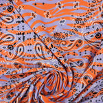 Load image into Gallery viewer, Bandana on Periwinkle &amp; Orange Tiger Swim Tricot | Italian Designer Deadstock | By The Half Yard
