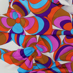 Load image into Gallery viewer, Brown/Purple/Blue/Red Retro Wavy Floral Swim Tricot | Italian Designer Deadstock | By The Half Yard
