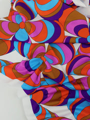 Load image into Gallery viewer, Brown/Purple/Blue/Red Retro Wavy Floral Swim Tricot | Italian Designer Deadstock | By The Half Yard
