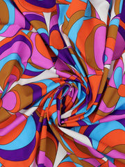 Load image into Gallery viewer, Brown/Purple/Blue/Red Retro Wavy Floral Swim Tricot | Italian Designer Deadstock | By The Half Yard
