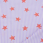 Load image into Gallery viewer, Tiny Starfish on Lavender Vertical Stripe Swim Tricot | Italian Designer Deadstock | By The Half Yard
