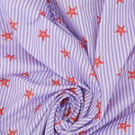 Load image into Gallery viewer, Tiny Starfish on Lavender Vertical Stripe Swim Tricot | Italian Designer Deadstock | By The Half Yard
