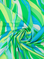 Load image into Gallery viewer, Greens Groovy Waves Swim Tricot | Italian Designer Deadstock | By The Half Yard
