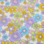 Load image into Gallery viewer, Lime/Lilac/Mango/Lavender/Blue Groovy Blooms Swim Tricot | Italian Designer Deadstock | By The Half Yard
