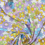 Load image into Gallery viewer, Lime/Lilac/Mango/Lavender/Blue Groovy Blooms Swim Tricot | Italian Designer Deadstock | By The Half Yard
