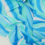 Load image into Gallery viewer, Blues Groovy Waves Swim Tricot | Italian Designer Deadstock | By The Half Yard
