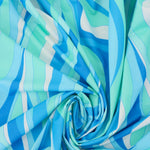 Load image into Gallery viewer, Blues Groovy Waves Swim Tricot | Italian Designer Deadstock | By The Half Yard
