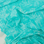 Load image into Gallery viewer, Palm Bay on Aqua Swim Tricot | Italian Designer Deadstock | By The Half Yard
