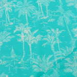Load image into Gallery viewer, Palm Bay on Aqua Swim Tricot | Italian Designer Deadstock | By The Half Yard
