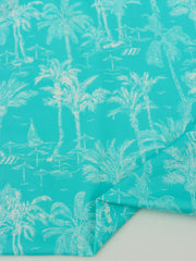 Load image into Gallery viewer, Palm Bay on Aqua Swim Tricot | Italian Designer Deadstock | By The Half Yard
