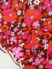 Load image into Gallery viewer, Poppy &amp; Pink Retro Floral on Brown Swim Tricot | Italian Designer Deadstock | By The Half Yard
