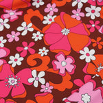 Load image into Gallery viewer, Poppy &amp; Pink Retro Floral on Brown Swim Tricot | Italian Designer Deadstock | By The Half Yard

