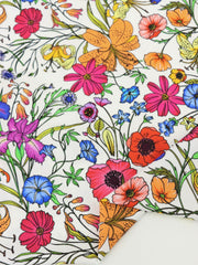 Load image into Gallery viewer, Wildflowers on White Swim Tricot | Italian Designer Deadstock | By The Half Yard
