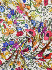 Load image into Gallery viewer, Wildflowers on White Swim Tricot | Italian Designer Deadstock | By The Half Yard
