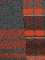 Load image into Gallery viewer, Charcoal &amp; Hot Orange Plaid Mid-Weight Woven Wool